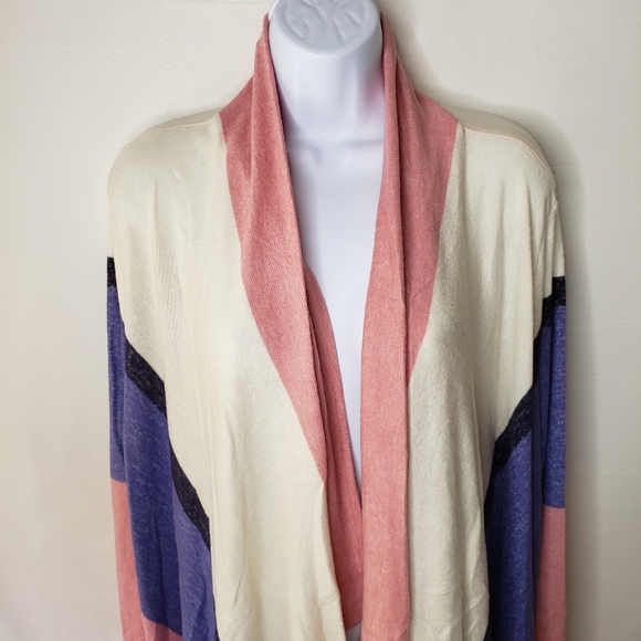 Bobeau Open Front Cardigan Sweater Hi Lo Pink Purple Women's Size Large NWT - Picture 3 of 13